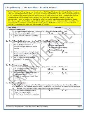 Business implementation plan example - Feedback Form Example - Lympstone Village Website - lympstone