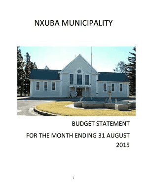 Budget format pdf - Monthly budget statement august 2015 - Nxuba Local Municipality - nxuba org