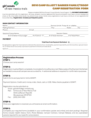 Barker Troop amp Family Camp Registration Form - Girl Scouts of New bb - nmgirlscouts