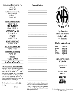 Fillable Online Finger Lakes Area Narcotics Anonymous Meeting Schedule ...