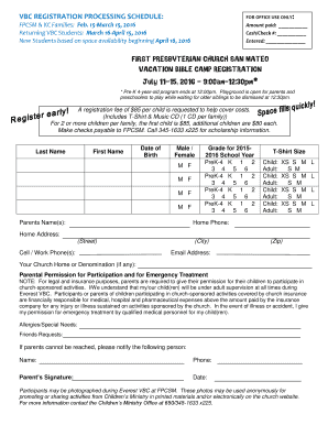 VBC Registration Form - First Presbyterian Church - fpcsm