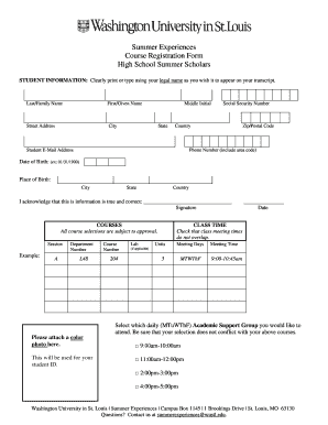 Summer Course Registration Form - Summer Experiences