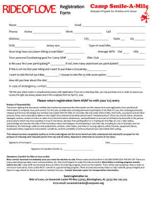 Ride of Love Registration Form