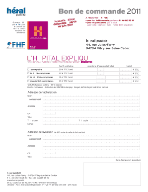 Sample of agreement letter between two parties - Bon de commande 2011 - fichiersfhffr - fichiers fhf