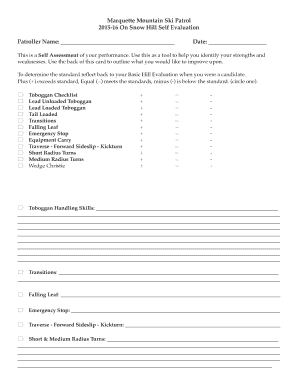 3 strengths and 3 weaknesses - On Snow Hill Self Evaluation - Marquette Mountain Ski Patrol