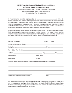 Parental Consent Medical Treatment Form - bchristchurchslbborgb