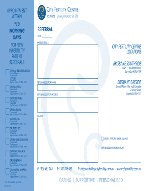 City Fertility Referral Form