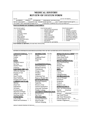 MEDICAL HISTORY REVIEW OF SYSTEM FORM - Baptist Health