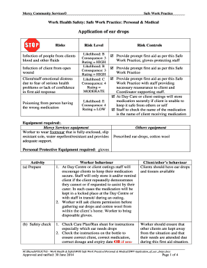 Swms for electricians - Application of ear drops - Mercy Services - mercyservices org