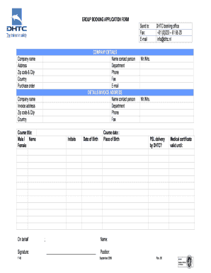 F49 - Group booking application form DHTC