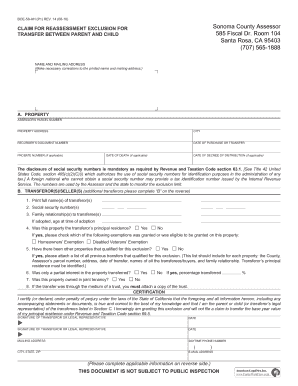 California Reassessment Exclusion Form