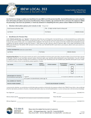 IBEW Local 353 Pension Beneficiary Form