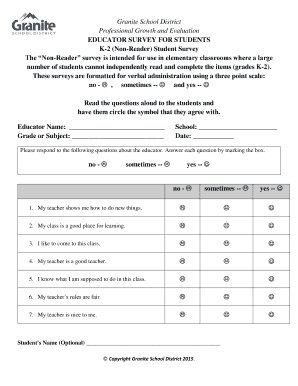 K2 (NonReader) Student Survey - gea-ut