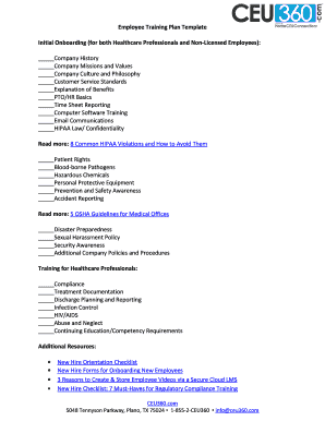 Employee Training Plan Template