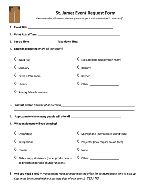 Event request form - St James Lutheran Church - stjamesincrystal