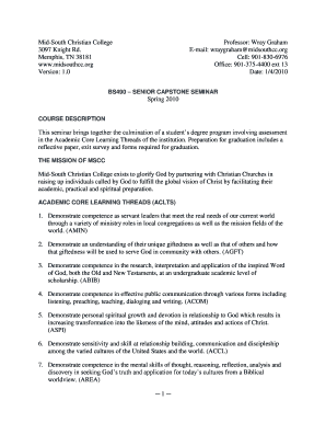 BS490 SENIOR CAPSTONE SEMINAR COURSE DESCRIPTION - midsouthcc