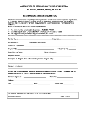 Fillable Online aaom mb Recert Request Form - aaom mb Fax Email Print ...