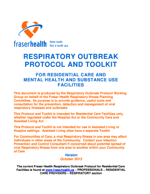RESPIRATORY OUTBREAK PROTOCOL AND TOOLKIT - Fraser Health