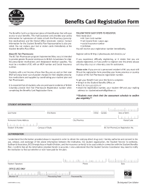 Benefits Card Registration Form - mystudentplanca