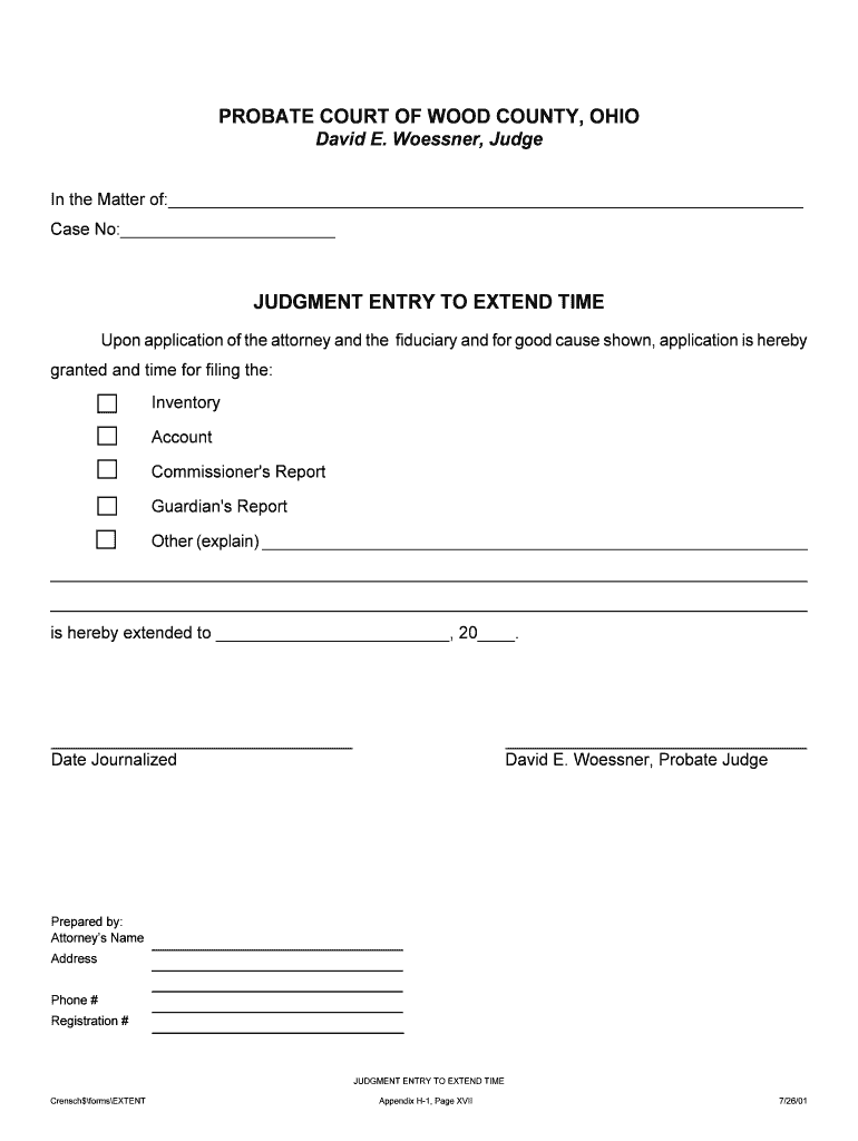 Fillable Online probatecourt co wood oh EXTENT.doc Fax Email Print