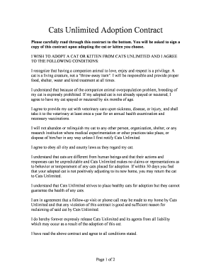 Cats Unlimited Adoption Contract