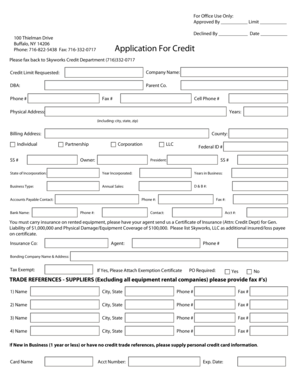 Skyworks Credit Application Form