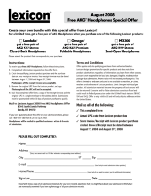 Lexicon AKG Headphones Offer Form