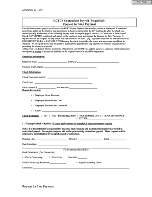 Request for Stop Payment