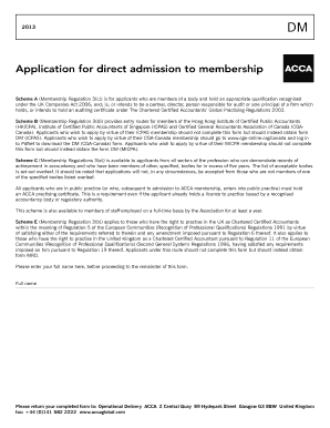 ACCA Direct Admission Application Form