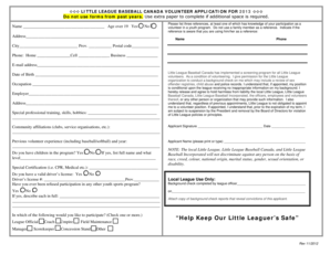 Little League Canada Volunteer Application