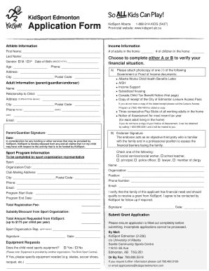 KidSport Edmonton Application Form