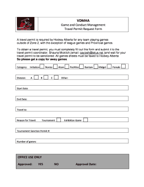 Hockey Alberta Travel Permit Request Form