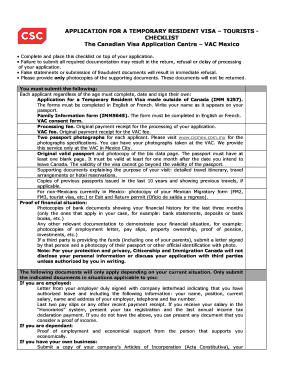 Canada Tourist Visa Application Checklist