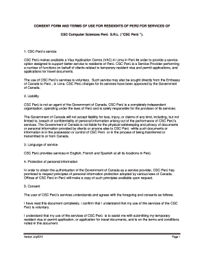 Consent Form for CSC Perú Visa Services