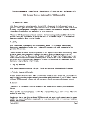Consent Form for CSC Guatemala Visa Services
