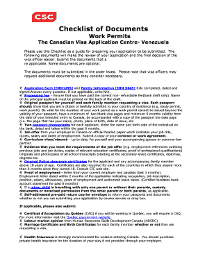Canadian Work Permit Application Checklist