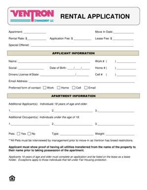 Rent Application Form