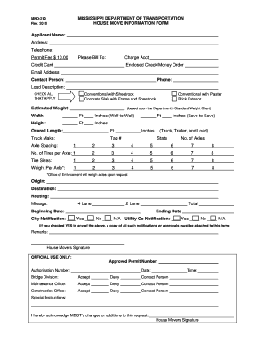Mississippi House Move Information Form