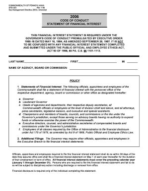 Pennsylvania Statement of Financial Interest