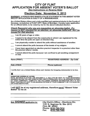 Michigan Absent Voter Ballot Application