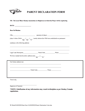 Parent Declaration Form