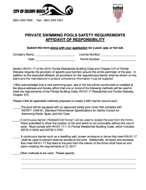 Florida Private Swimming Pool Safety Affidavit