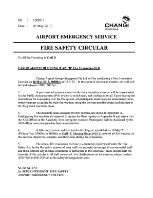Fire Safety Circular for CAB D Evacuation Drill