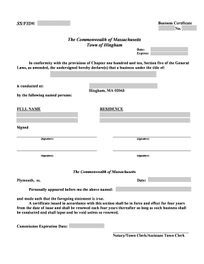 Massachusetts Business Certificate