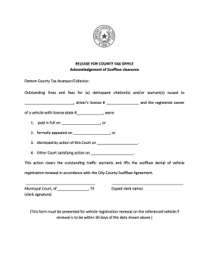 Fillable Online texas scofflaw denton county form Fax Email Print -  pdfFiller