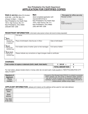 Application for Certified Copies