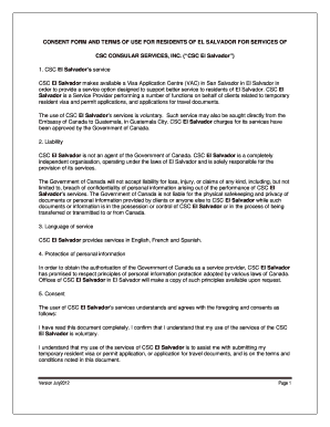 Consent Form for CSC El Salvador Services