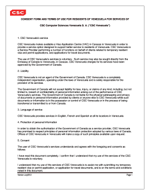 Consent Form for CSC Venezuela Visa Services
