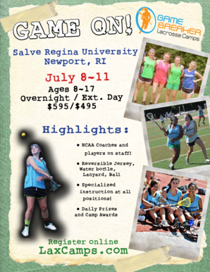 GameBreaker Lacrosse Camp Registration Form