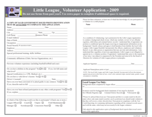 Little League Volunteer Application